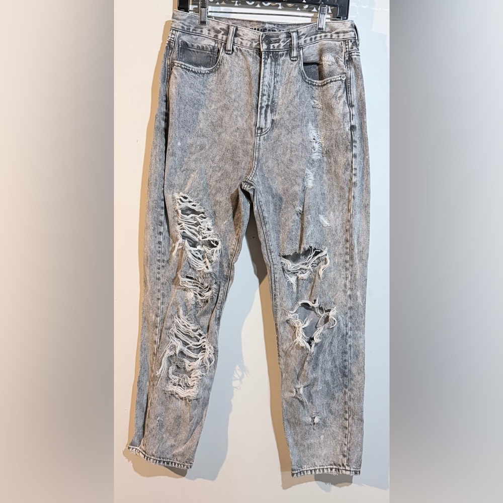 Distressed acidy wash like denim jeans